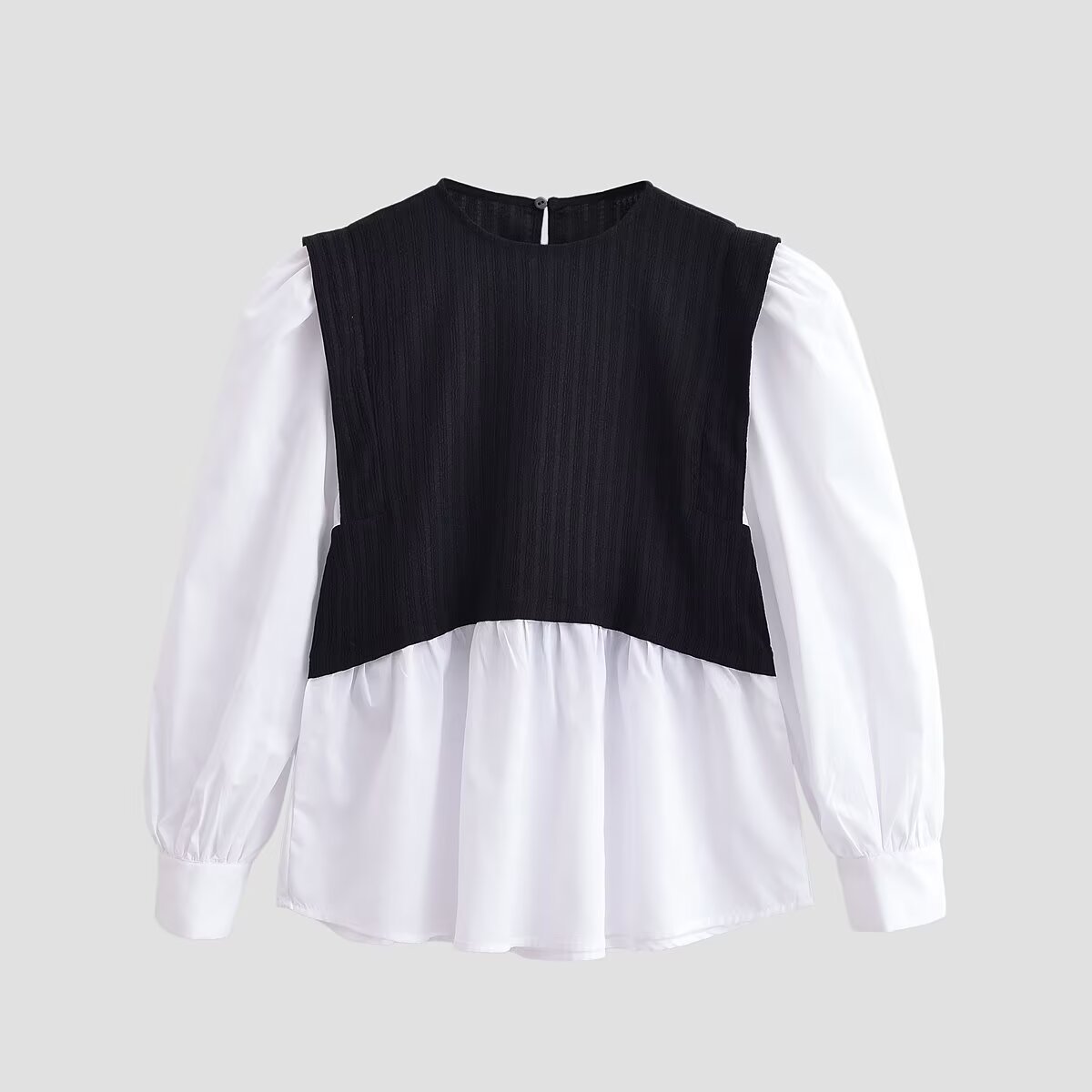 Color blocking splicing fake two-piece top - Image 5