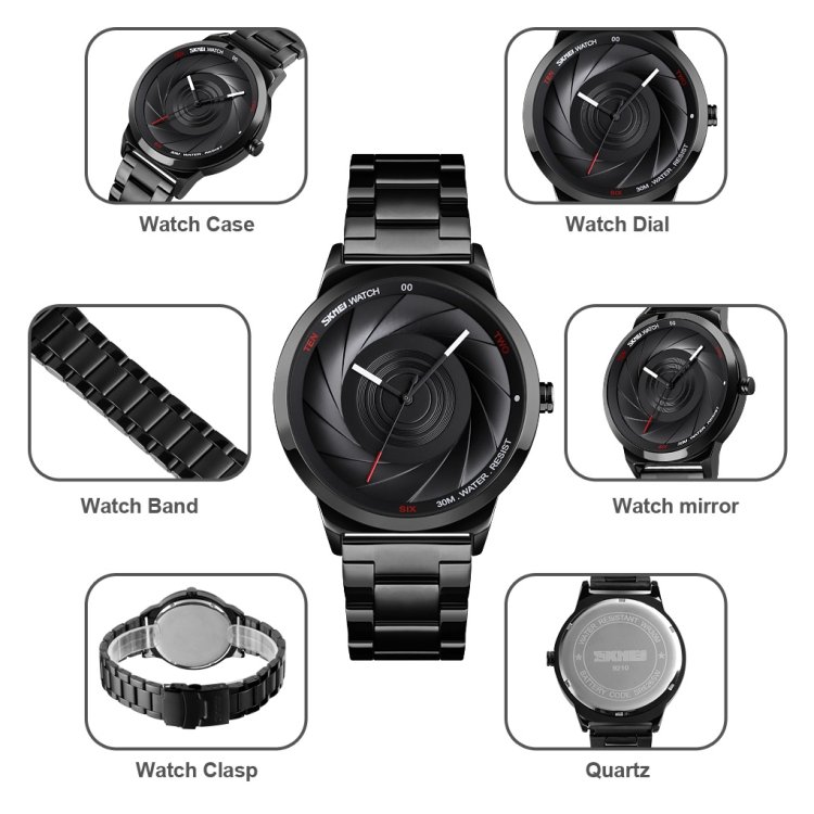Skmei 9210 Fashion Trend Mens Business Wristwatch Simple Three-Dimensional Surface Waterproof Gold Quartz Watch Man, For Men - Image 11