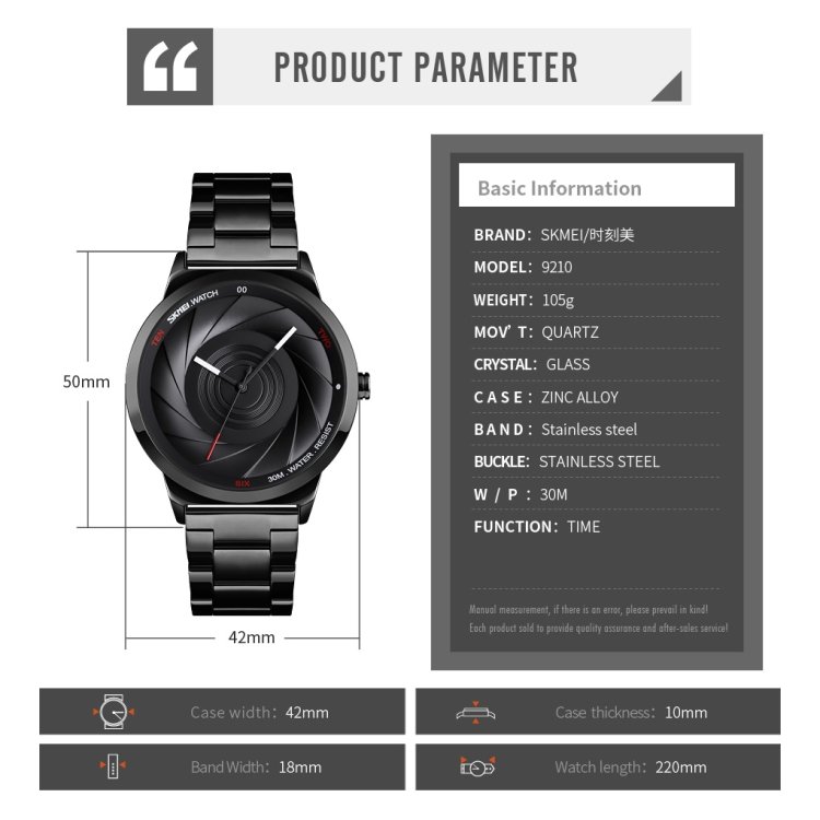 Skmei 9210 Fashion Trend Mens Business Wristwatch Simple Three-Dimensional Surface Waterproof Gold Quartz Watch Man, For Men - Image 12