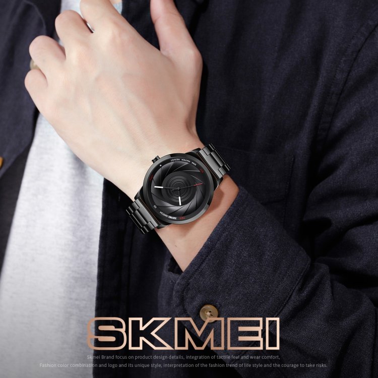 Skmei 9210 Fashion Trend Mens Business Wristwatch Simple Three-Dimensional Surface Waterproof Gold Quartz Watch Man, For Men - Image 14