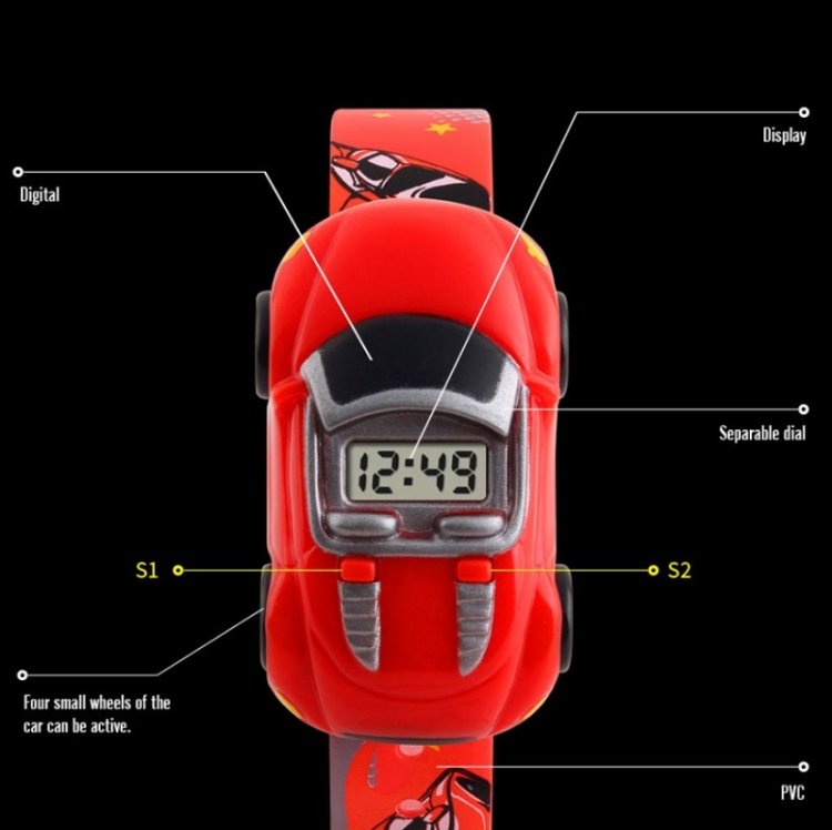SKMEI 1241 Fashion Cute Cartoon Car Children Digital Watch, Yellow, Red, Blue, Black, Light Blue - Image 3