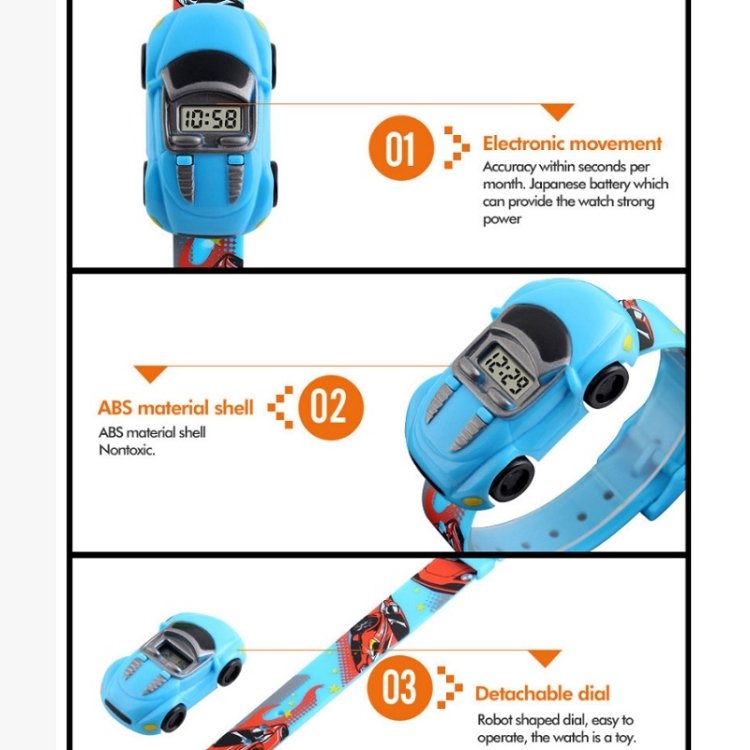 SKMEI 1241 Fashion Cute Cartoon Car Children Digital Watch, Yellow, Red, Blue, Black, Light Blue - Image 4