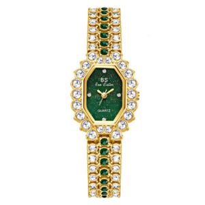 BS Bee Sister  FA1581 Niche Glitter Full Diamond Women Watch, Golden Green, Silver Blue, Rose Coffee, Silver Green