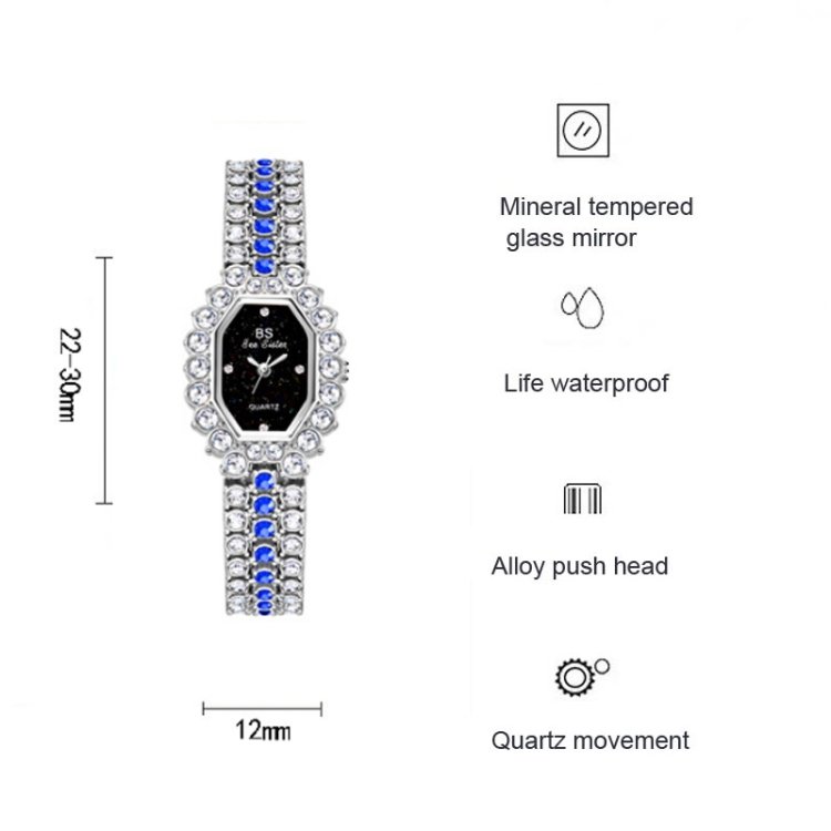 BS Bee Sister FA1581 Niche Glitter Full Diamond Women Watch, Golden Green, Silver Blue, Rose Coffee, Silver Green - Image 4
