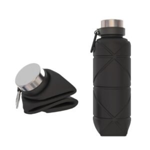 Outdoor Silicone Folding Water Cup Telescopic Water Bottle Travel Drinking Cup With Carabiner, 700ml Black, 700ml Grey, 700ml Red, 700ml Wine Red, 700ml Blue