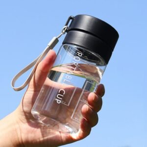 Outdoor Large Capacity Sports Mug Frosted Plastic Portable Leak-proof Teacups, 400ml Transparent Black, 400ml Transparent White, 400ml Transparent Green, 600ml Transparent White, 600ml Transparent Green, 600Mml Transparent Black, 800ml Transparent Blac...